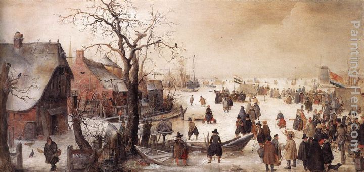 Winter Scene on a Canal painting - Hendrick Avercamp Winter Scene on a Canal art painting